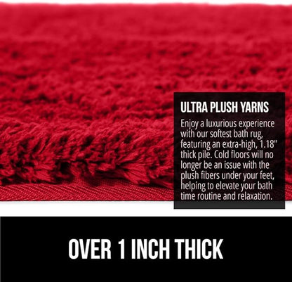 GORILLA GRIP Bathroom Rugs, 30x20, Ultra Soft Absorbent Mat, Thick Plush Bath Rug, Machine Washable, Microfiber Quick Dry, Mats for Shower, Bathtub and Floor, Home Decor Accessories, Red