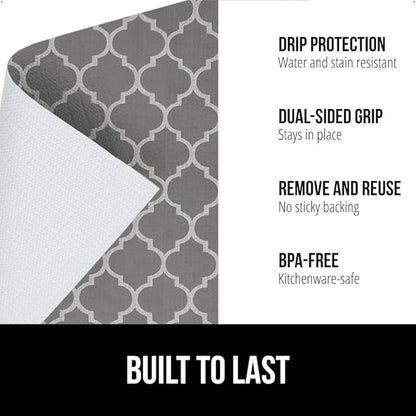 GORILLA GRIP DripGuard Shelf Liner, Non Adhesive Drawer and Kitchen Cabinet Protector, Slip Resistant BPA Free Smooth Surface Plastic Liners for Cabinets, Bathrooms, Closets, 12x240 Inch, White Gray
