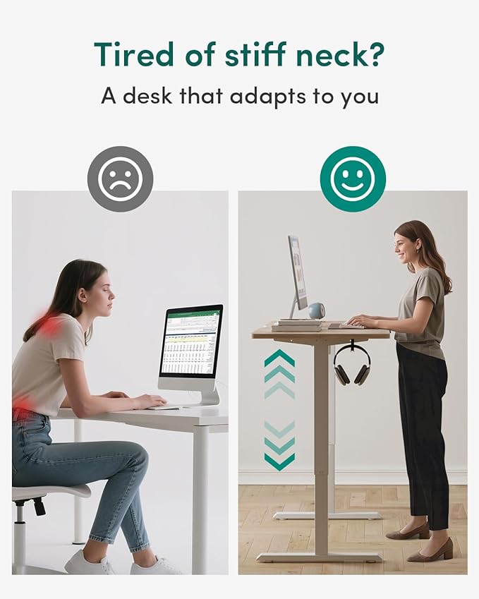 CubiCubi Electric Standing Desk 40 x 24 Inches, Height Adjustable Sit to Stand Desk, Home Office Computer Desk with Splice Board, Maple