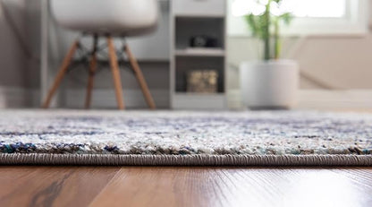 Unique Loom Trellis Frieze Collection Area Rug - Geometric (2' x 10' Runner, Blue Multi/ Ivory)