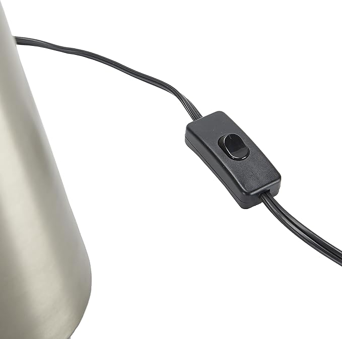 Nourison Home 16" Silver Metal Mushroom Table Lamp, Modern, Retro, Desk Light for Bedroom, Dining, Office, Entryway