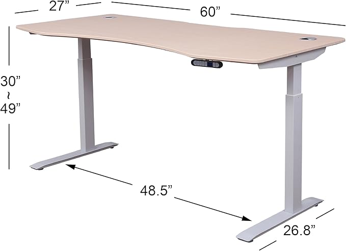 ApexDesk Elite Pro Series 60" x 27" Electric Height Adjustable Stand up Desk, Sit Stand Home Office Desk, Computer Desk - Curved Oak