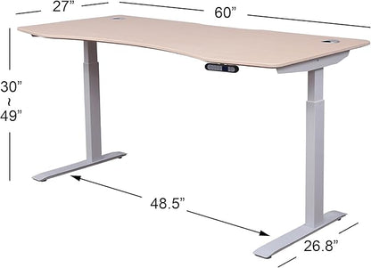 ApexDesk Elite Pro Series 60" x 27" Electric Height Adjustable Stand up Desk, Sit Stand Home Office Desk, Computer Desk - Curved Oak