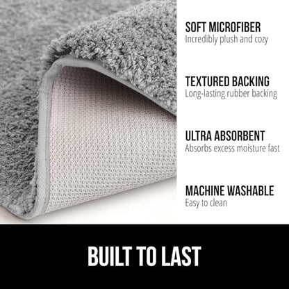 GORILLA GRIP Bathroom Rugs, 42x24, Ultra Soft Absorbent Mat, Thick Plush Bath Rug, Machine Washable, Microfiber Quick Dry, Mats for Shower, Bathtub and Floor, Home Decor Accessories, Gray