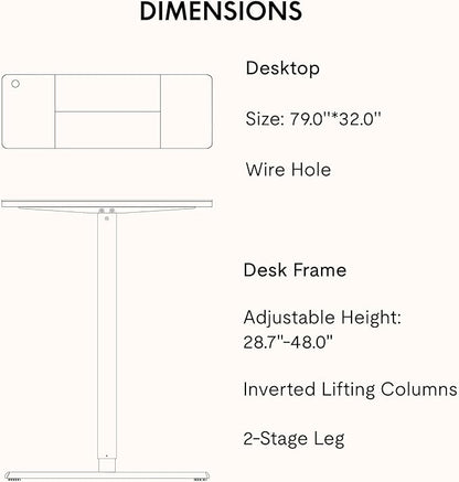 SANODESK Electric Standing Desk 79x32 Inch Height Adjustable Stand Up Desk Home Office Computer Workstation Sit Stand Home Office Desk with Splice Board (Black Frame + Black Top)