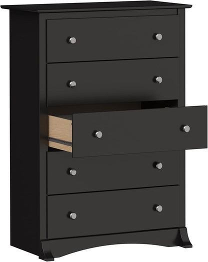 Prepac Sonoma Superior 5-Drawer Dresser for Bedroom - Spacious and Stylish Chest of Drawers, Measuring 17.75"D x 31.5"W x 44.75"H, In Black Finish