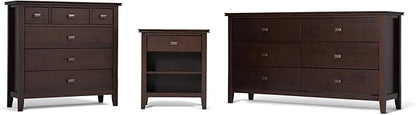 SIMPLIHOME Artisan Bedside Table - 24 inch Wide Solid Wood Nightstand Table in Russet Brown, Contemporary Bedroom Side or End Table with 1 Drawer, Open Shelf Storage and Bronze Knobs