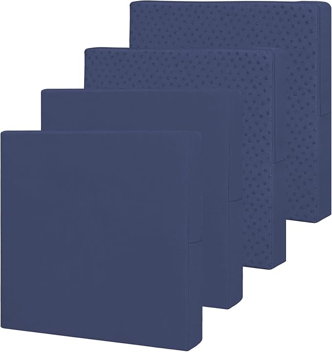 Easy-Going Waterproof Patio Cushion Covers ONLY Cover 22x22x4 inch 4 Pack Replacement Non-Slip Outdoor Seat Cushion Slipcover with Zipper. Navy