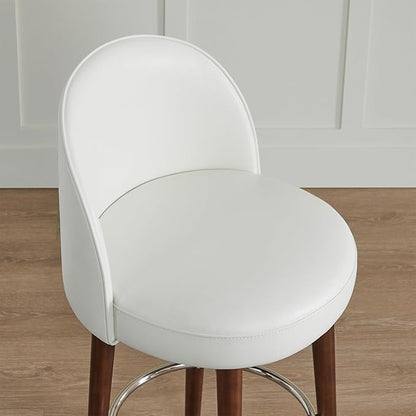 CHITA Counter Height Bar Stools Set of 2,Swivel Barstools for Kitchen Island,26.4" H Seat Height,Faux Leather,White