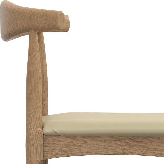 SIMPLIHOME Molly Bar Stool - 29 inch Seat Height Upholstered Wood Chair in Natural Faux Leather, Mid Century Seating for Kitchen or Bar with Contoured Back and Footrest, Fully Assembled