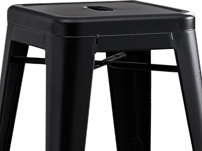 AC Pacific 24” Metal Backless Barstool Set of 2 – Country Rustic Style, Lightweight & Sturdy Build, Easy Assembly – Matte Black Finish