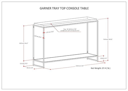 SIMPLIHOME Garner 47 inch Wide Industrial Tray Top Console Table in Black for the Living room Entryway and Bedroom