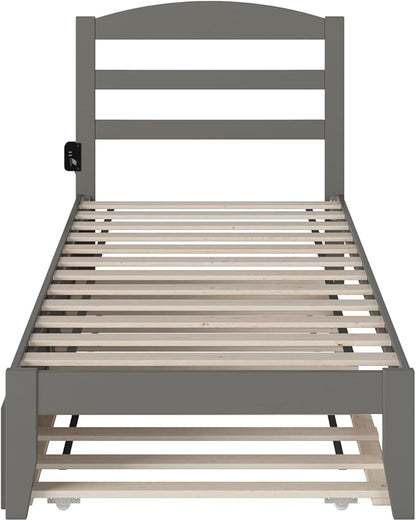AFI, Warren Twin Platform Bed with Twin Trundle, Grey