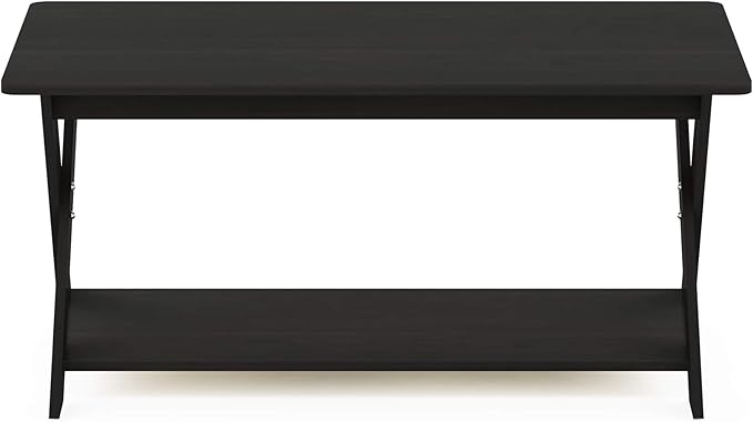 Furinno Modern Coffee Table, Rectangle Modern Coffee Table with X-Legs, Criss-Crossed Side Table, for Living Room, Bedroom, Home Office, Black Espresso