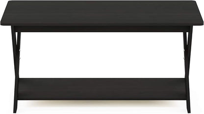 Furinno Modern Coffee Table, Rectangle Modern Coffee Table with X-Legs, Criss-Crossed Side Table, for Living Room, Bedroom, Home Office, Black Espresso