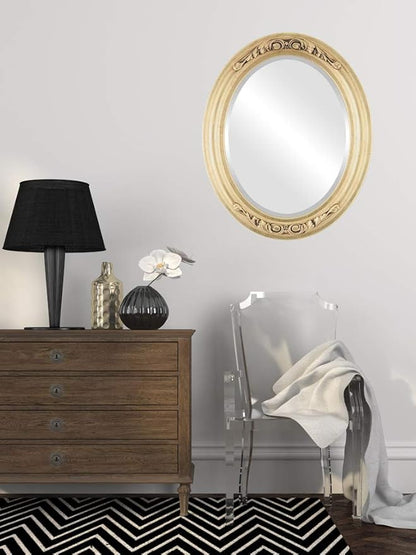 OVALCREST Oval Beveled Wall Mirror for Home Decor - Florence Style - Gold Leaf - 24" x 20"