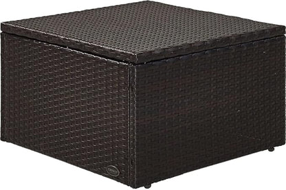 Crosley Furniture Palm Harbor Wicker Outdoor Ottoman Foot Rest for Patio, Deck, Porch, Brown with Gray Cushions