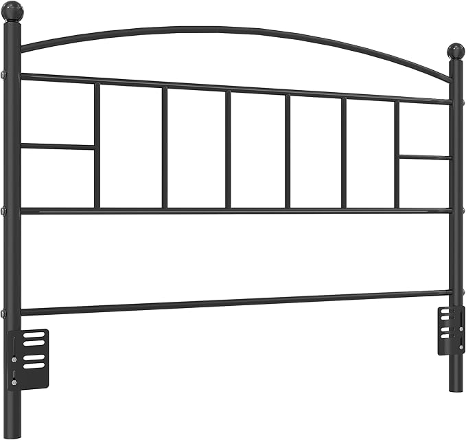 VECELO Metal Full Size Headboard - 42.91 Inches Tall, Arching Lines Design, Easy Assembly, Modern Farmhouse Style Steel Headboard for Bedroom - Black