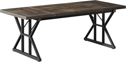 Tribesigns 70.86-Inch Large Executive Desk, Industrial Home Office Computer Desk, Simple Long Writing Study Table Business Furniture (Oak/Black)