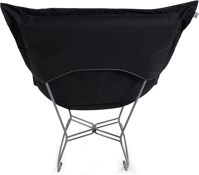 Howard Elliott Scroll Puff Rocker Seating Chair With Cover, Multipurpose Alternate Seating Butterfly Chair with Titanium Frame, Patio Furniture for Camping, Home, Indoor & Outdoor, Bella Royal