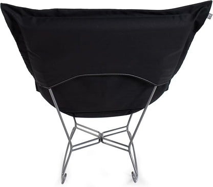 Howard Elliott Scroll Puff Rocker Seating Chair With Cover, Multipurpose Alternate Seating Butterfly Chair with Titanium Frame, Patio Furniture for Camping, Home, Indoor & Outdoor, Bella Royal