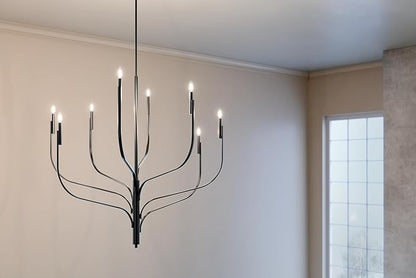 KICHLER Livadia 8-Light Chandelier, Soft Modern-Light in Black, for Foyer, Great Room, or Vaulted Dining or Bedroom (47.75" x 47.75"), 52675BK