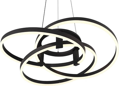 Possini Euro Design McKenna Sanded Black Pendant Lighting 26 1/2" Wide Modern Ribbon Rings Dimmable LED Fixture for Dining Room House Foyer Kitchen Island Entryway Bedroom Living High Ceilings