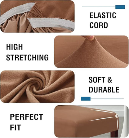 H.VERSAILTEX 100% Waterproof Bar Stool Cover Stretch Counter Stool Pub Chair Slipcover for Dining Room Removable Soft Thick Solid Fleece Fabric Bar Stool Slipcovers Set of 2, Camel
