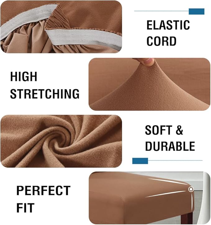H.VERSAILTEX 100% Waterproof Bar Stool Cover Stretch Counter Stool Pub Chair Slipcover for Dining Room Removable Soft Thick Solid Fleece Fabric Bar Stool Slipcovers Set of 4, Camel