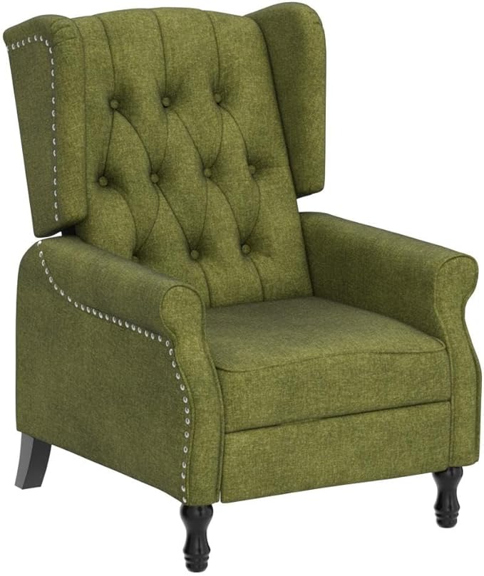 Wingback Recliner Chair, Modern Accent Arm Chair for Living Room/Bedroom/Office/Home Theater, Dark Green