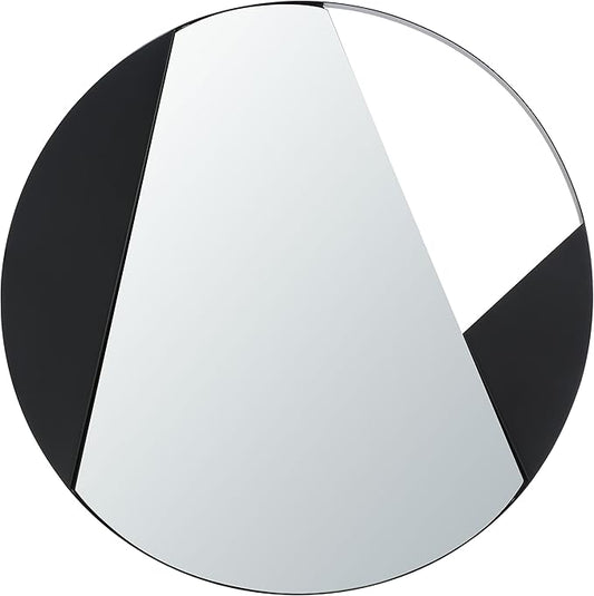 Safavieh Home Collection Dinas Modern Black 28-inch Round Decorative Accent Wall Mirror for Bedroom Living Room Bathroom Entryway