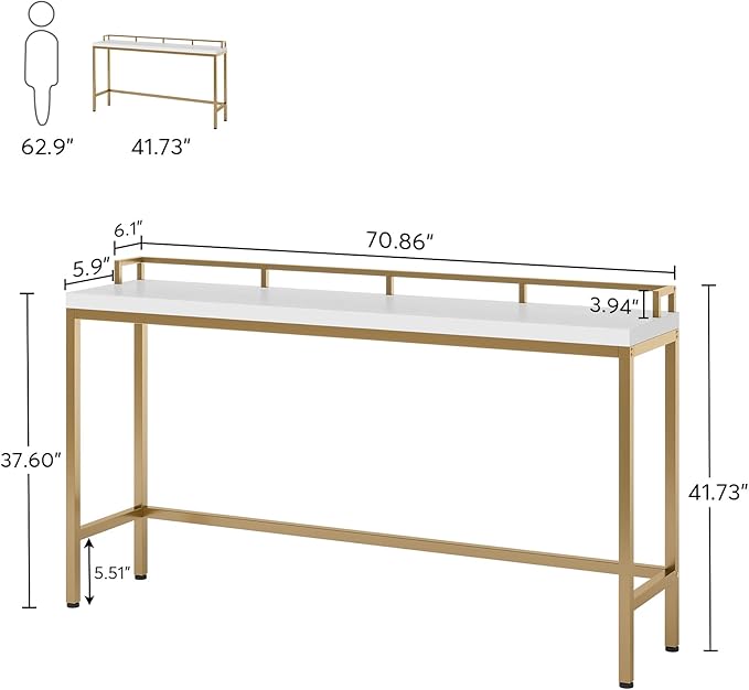 LITTLE TREE Console Table Behind Sofa Couch, 70.9 Inch Long and Narrow Entryway Table