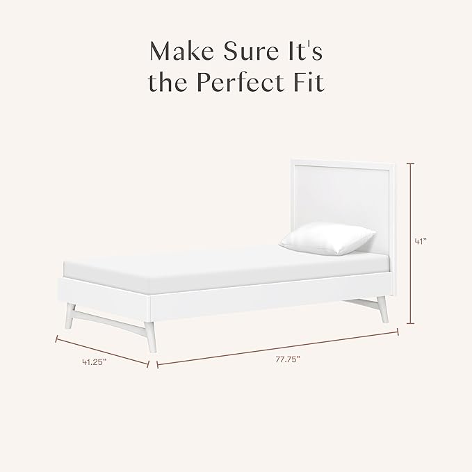 Babyletto Palma Twin Bed for Kids - Sturdy Wood Twin Bed Frames with Headboard - Modern Design & Low Height for Safety - Perfect for Kids Bedrooms/Guest Rooms/Small Home