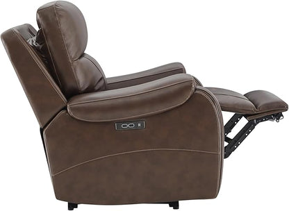 CHITA Large Power Zero Gravity Recliner Chair, Genuine Leather Recliner Chair for Adults with Adjustable Power Headrest and Hidden Slide-Out Cupholders, USB and Type-C Ports, Dark Brown