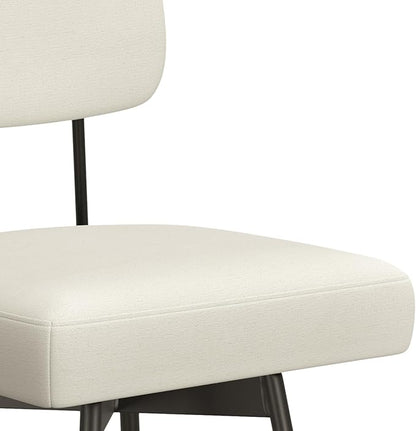 SIMPLIHOME Giselle Swivel Bar Stools (Set of 2) - 29 inch Seat Height Upholstered Metal Chairs in Natural Polyester Linen, Contemporary Seating for Kitchen or Bar with Cushioned Seat and Back
