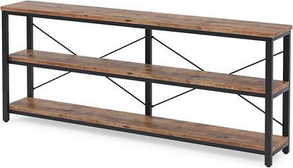 Tribesigns 71" Sofa Tables Extra Long Couch Table, Narrow Long Console Table, Entryway Table,Sofa Table with 3 Tiers Storage Shelves (Rustic Brown)
