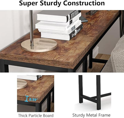Tribesigns 70.9 inch Extra Long Console Table Behind Couch, Easy Assembly Sofa Table for Living Room Small Space, Rustic Industrial Narrow Entryway Hallway Table (Brown)