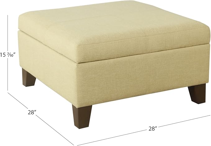 HomePop Woven Square Storage Ottoman with Wood Legs, Tan