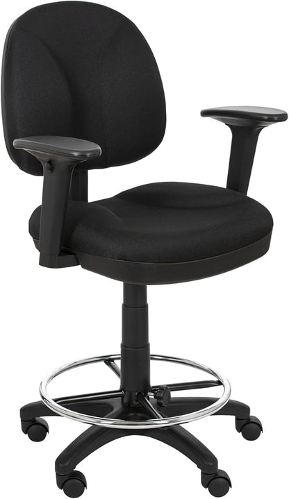 OEF Furnishings Comfort Office Stool with Arm Rests, 24.5"-34.5" Height