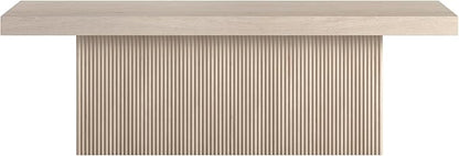 Henn&Hart 48" Fluted Low-Profile Coffee Table with Solid Base for Living Room, Family Room, or Office, Alder White
