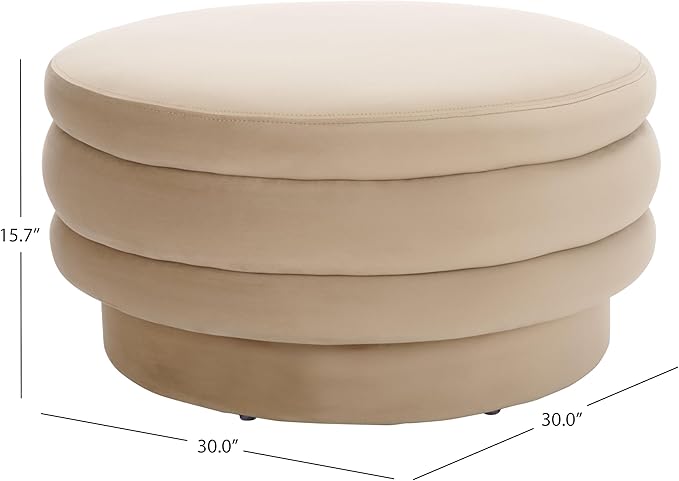 SAFAVIEH Home Collection Rohan Tan Velvet Layered Stacked Cocktail Ottoman (Fully Assembled)