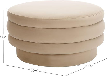 SAFAVIEH Home Collection Rohan Tan Velvet Layered Stacked Cocktail Ottoman (Fully Assembled)