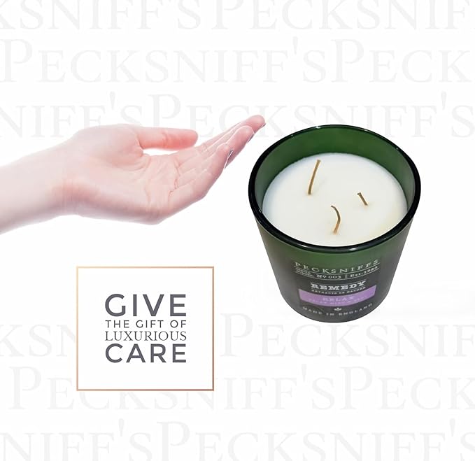 Pecksniff's Relax Candle - 3 Wick, 19.4 oz, 550g - Long-Lasting RelaxFragrance - Soothing Ambiance for Home Decor - Elegant Dark Green Design