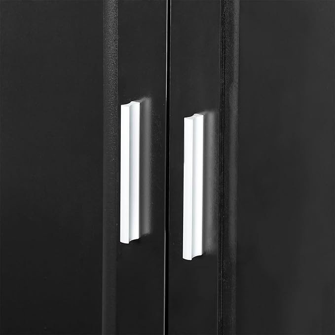Polibi Tall Storage Cabinet with 2 Drawers, 3-Tier Adjustable Shelves & 2 Doors, Floor Free-Standing Cabinet for Bathroom, Living Room, Black, 63.2" H*32" W