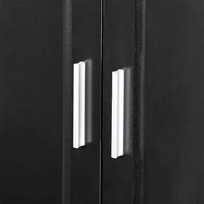 Polibi Tall Storage Cabinet with 2 Drawers, 3-Tier Adjustable Shelves & 2 Doors, Floor Free-Standing Cabinet for Bathroom, Living Room, Black, 63.2" H*32" W