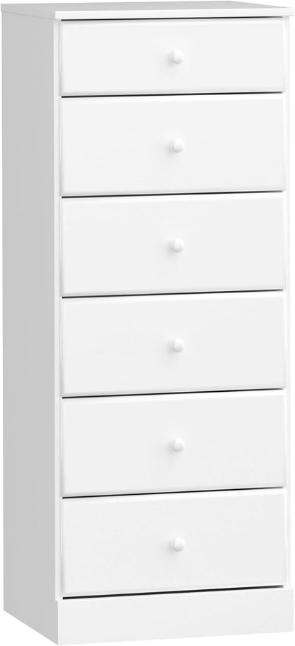 Prepac Astrid Tall White Dresser: 16.5"D x 19.75"W x 50"H, 6-Drawer Chest for Bedroom by Prepac - Perfect Chest of Drawers for Ample Storage