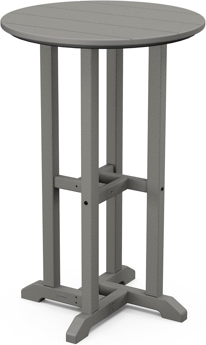 POLYWOOD Counter Height Table 24" x 24" Slate Grey - Heavy Duty HDPE Outdoor Bartable for Patio, Deck & Garden - Commercial Grade Pub Table - Fade Resistant All-Weather Dining Furniture
