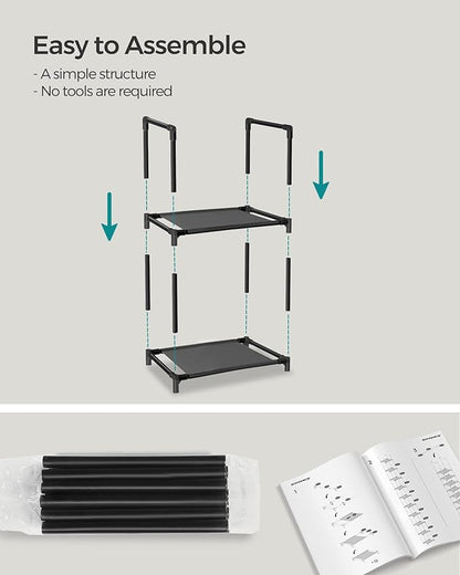 SONGMICS Shoe Rack, 10-Tier Shoe Shelf, Shoe Storage Organizer, 13 x 13 x 68 Inches, Metal Frame, Non-Woven Fabric Shelves, for Entryway, Bedroom, Black ULSR110B02