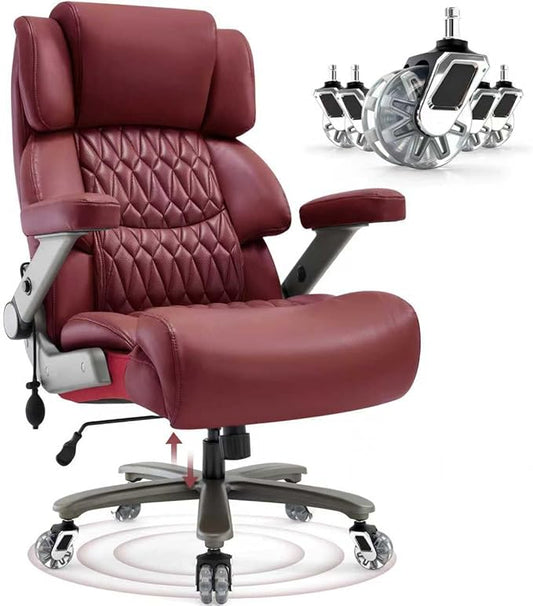 Big and Tall Office Chair 700lbs- Large High Back Executive Computer Desk Chair with 3D Flip-Up Arms, Adjustable Lumbar Support, Extra Wide Plus Size Seat, Heavy Duty Metal Base & Quiet Rubber Wheels