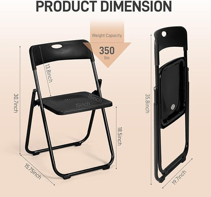Karl home 10 Pcs Folding Chair, 300LBS Lightweight Foldable Plastic Chair, Reinforced Metal Frame Easy to Fold & Store for Indoor & Outdoor, Wedding, Party, Meeting Room, Patio and Garden, Black